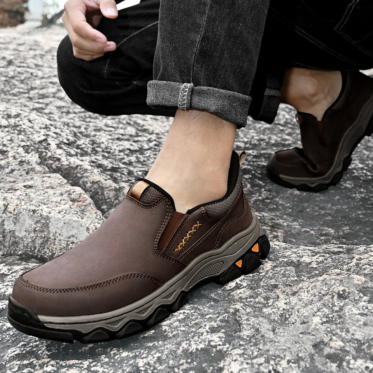 ⏰Promotion 60% OFF - 2025 New Men's Orthopedic Hands-Free Genuine Leather Slip On Loafers
