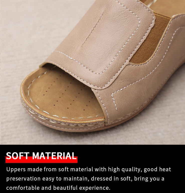 Women's Arch Support Elastic Wide Toe Wedge Heel Sandals
