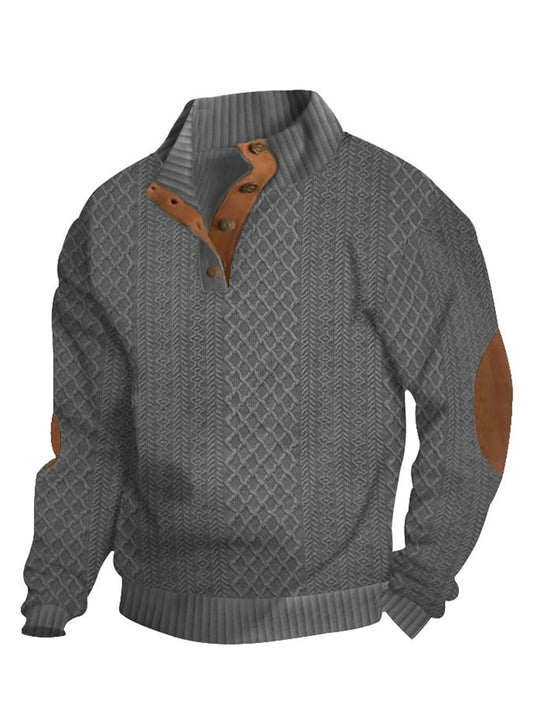 Men's Comfy Outdoor Casual Stand Button Long Sleeve Sweater