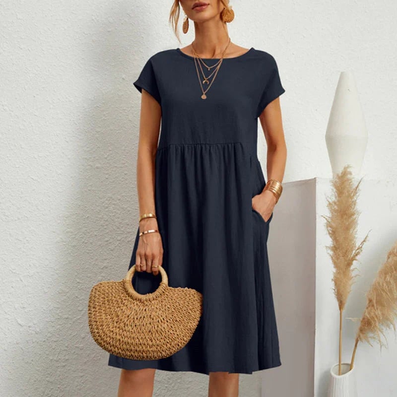 🔥Women's Cotton Round Neck Dress(Buy 2 get 15% off )