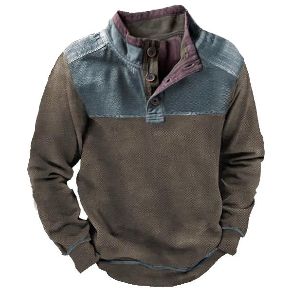 Men's Winter Pullover Hoodie Turn-down Collar Outdoor Long Sleeve Sweatshirt
