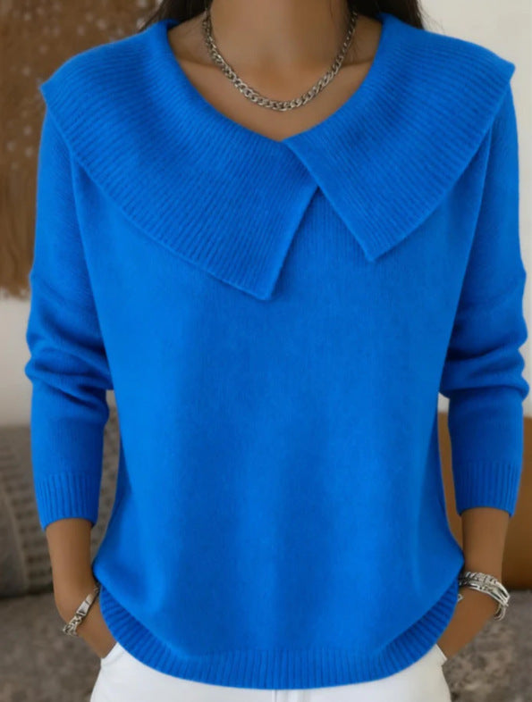💥 Winter Best-selling  - ❄️ Stylish retro 80s style sweater with a fold-over collar, creating a slimming effect