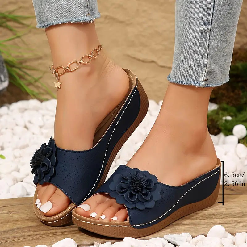 🔥Last Day Promotion 50% OFF - Women's Floral Decor Comfort Wedge  Sandals