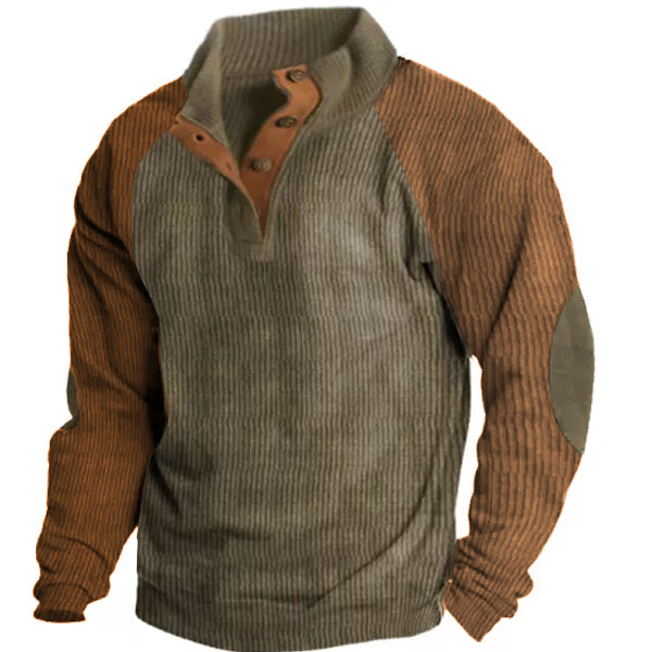 Gentleman's Outdoor Raglan Sleeves Casual Stand Collar Sweatshirt