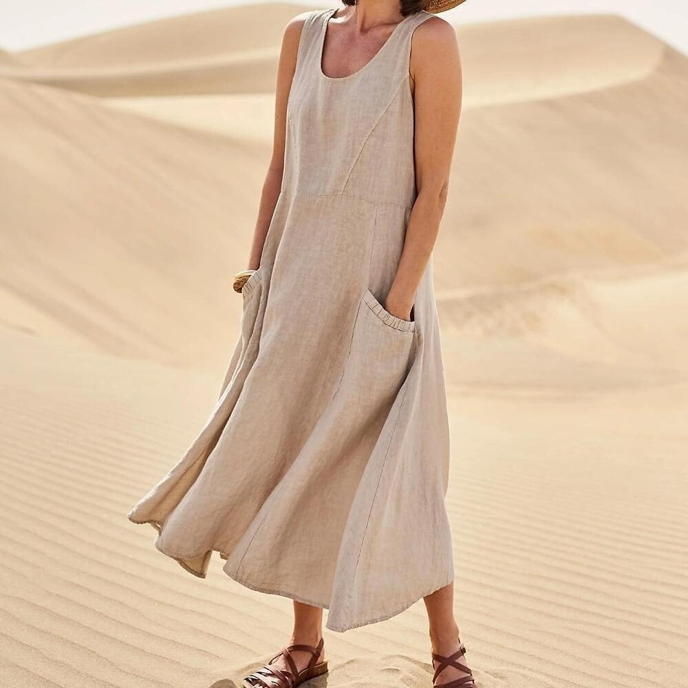 🔥   Promotion 49% OFF 🔥Women's Sleeveless Cotton Dress- Buy 2 Free Shipping