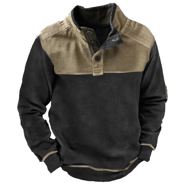 Men's Winter Pullover Hoodie Turn-down Collar Outdoor Long Sleeve Sweatshirt