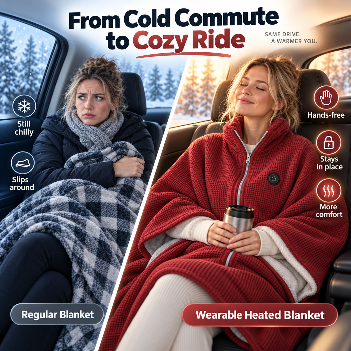 8-Zone Wearable Heated Blanket – Cozy Shawl with 3 Heat Levels & USB Power