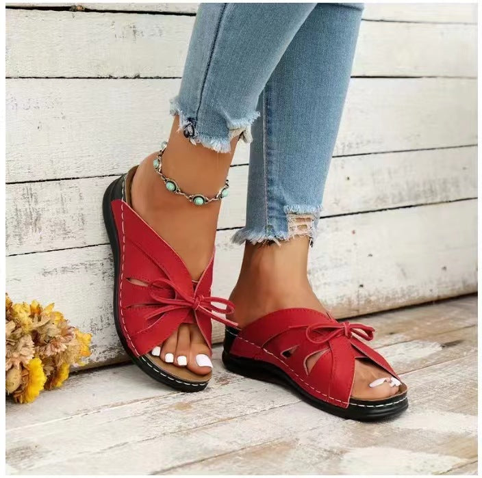 Women Vintage Premium Orthopedic Open Toe Summer Wedges Platform Sandals