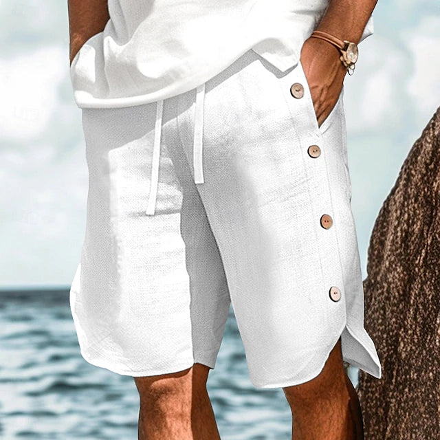 Men’s Breathable Linen Shorts – Elastic Waist, Beach & Daily Wear