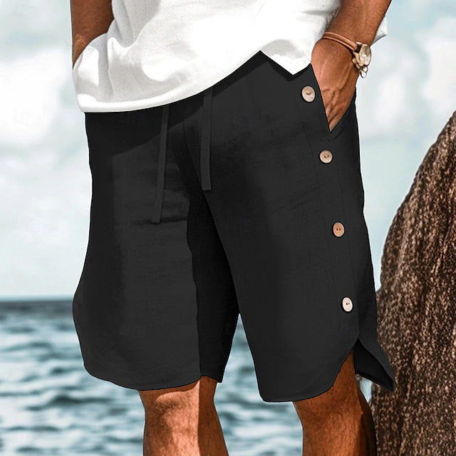 Men’s Breathable Linen Shorts – Elastic Waist, Beach & Daily Wear