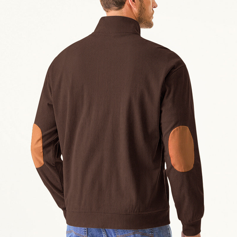 Men's Casual Long Sleeve Stand Collar Pullover Sweatshirts With Pocket