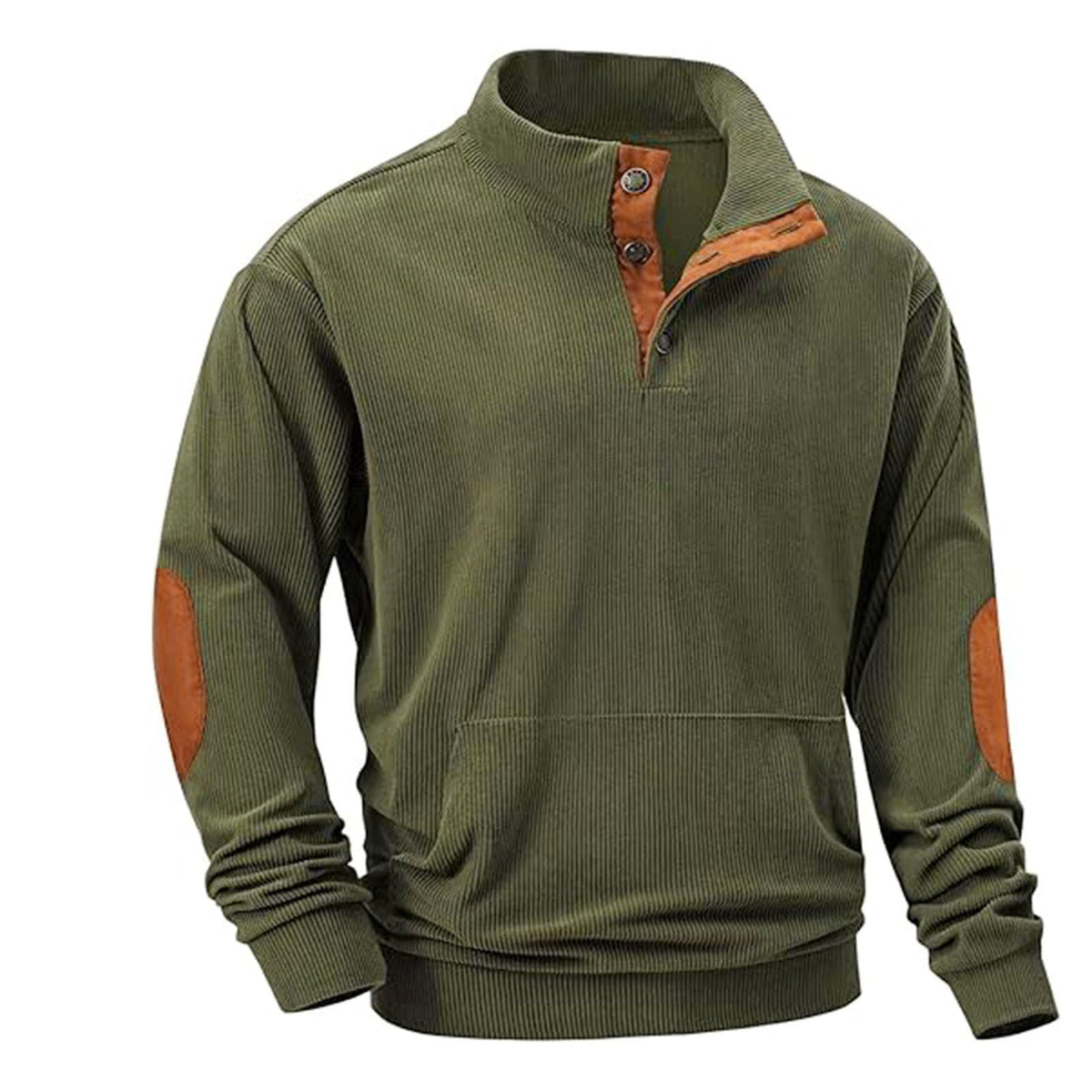 Men's Casual Long Sleeve Stand Collar Pullover Sweatshirts With Pocket