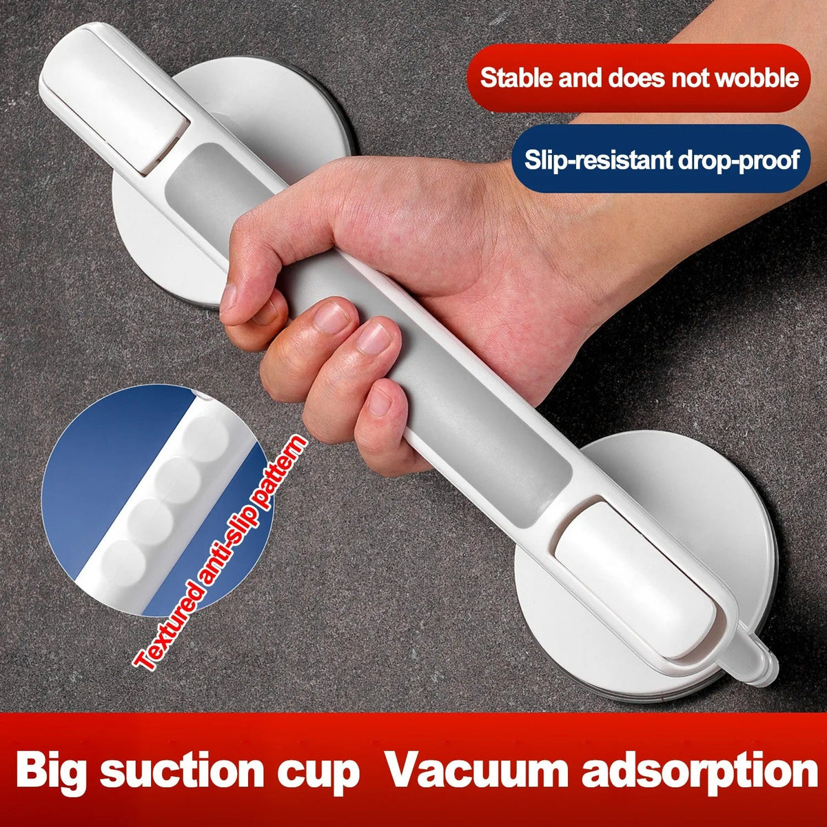 Anti-Slip Shower Grab Handle with Strong Suction