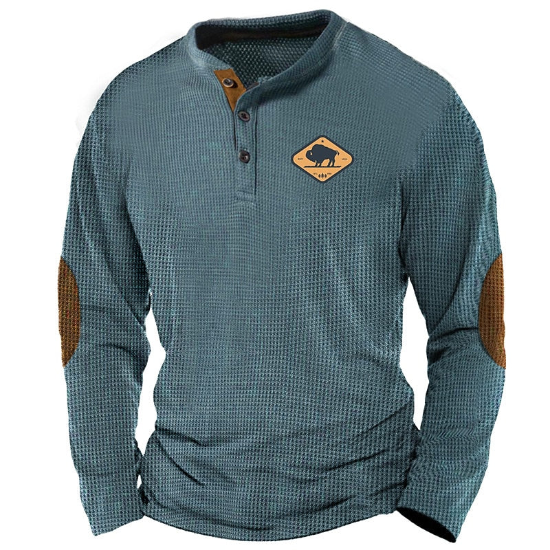 Designer Simple Casual Men's 3D Print Henley Shirt Waffle T Shirt Sports Outdoor Holiday Festival T shirt