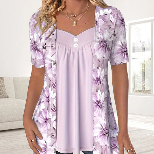 Demi – Elegantes Kurzarm Hemd Mit Blumenmuster