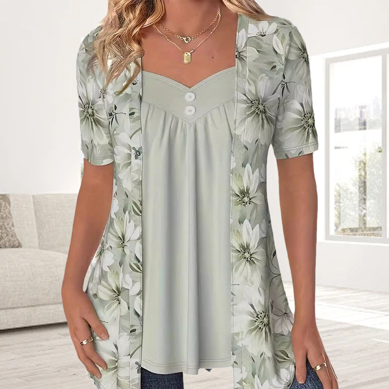 Demi – Elegantes Kurzarm Hemd Mit Blumenmuster